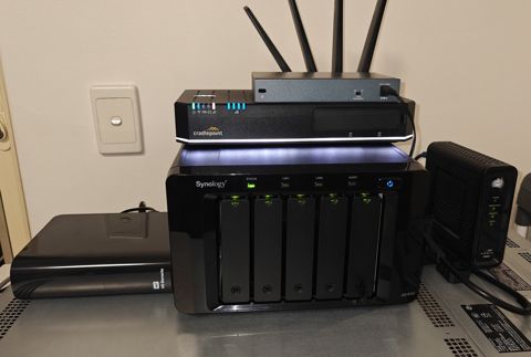 Synology NAS backup with a 4G failover router and NBN connection in a small office