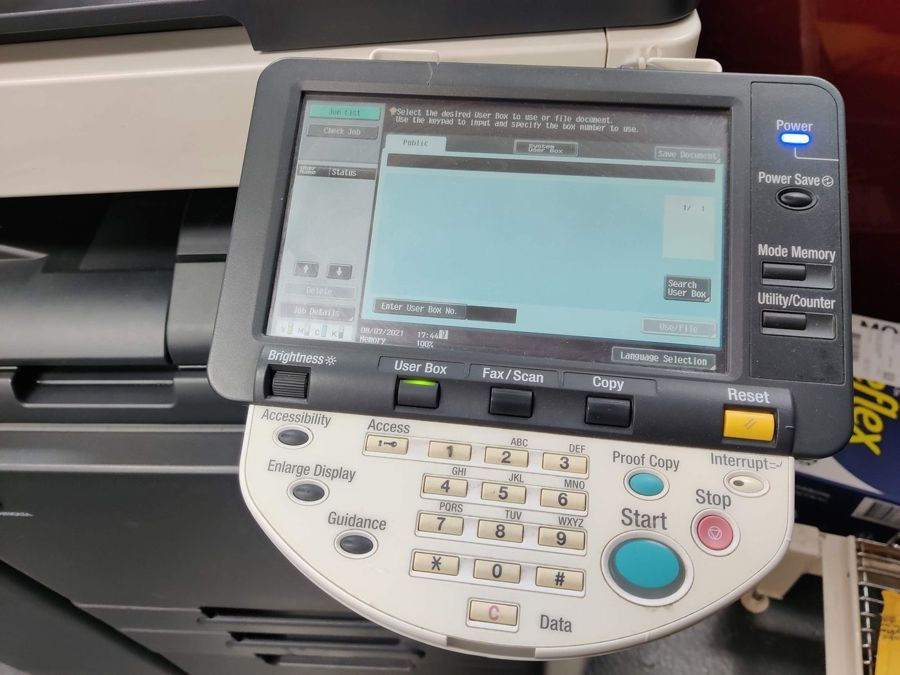 Setting up scan to email on a multifunction printer control panel