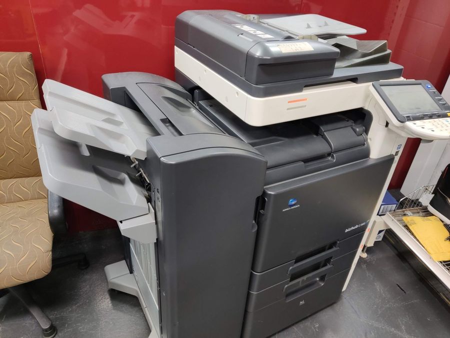 Office copier with its finisher unit installed and tested